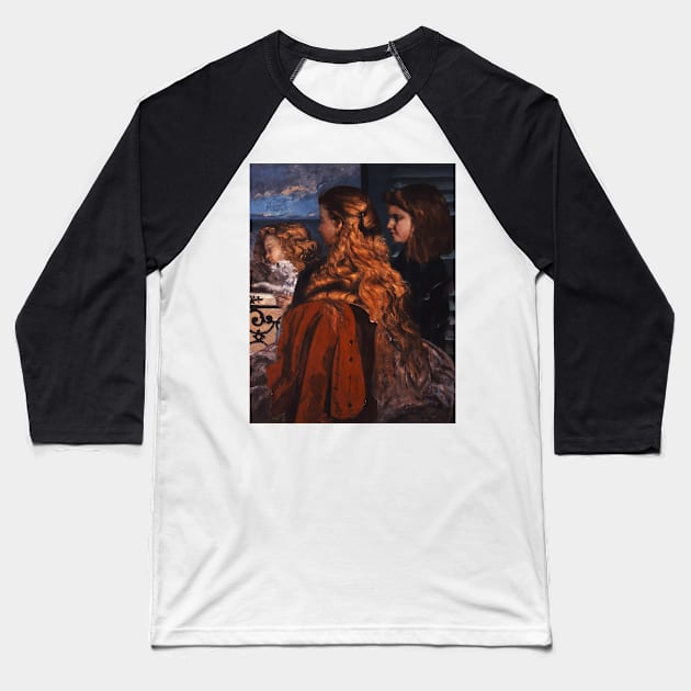 Three Young Englishwomen by a Window by Gustave Courbet Baseball T-Shirt by Classic Art Stall